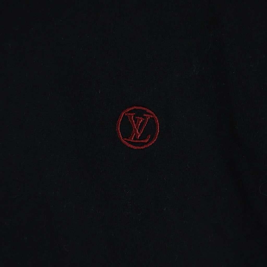 LOUIS VUITTON(ルイヴィトン) 18AW サークルLVロゴ刺繍入り Vネック半袖Tシャツ ブラック RM182Q JC8 HAY51W