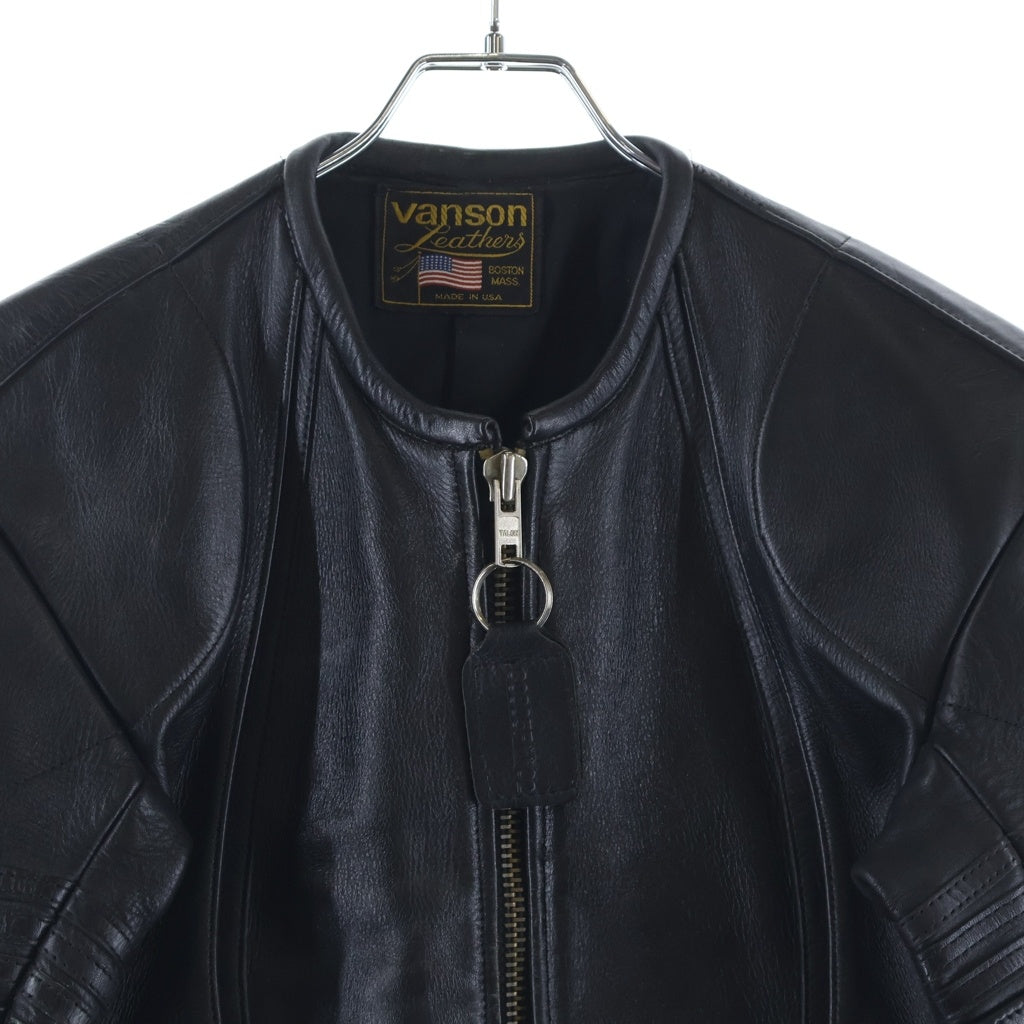 VANSON(バンソン) ワンスター レザー ジップアップ シングルライダースジャケット ブラック 15737P08