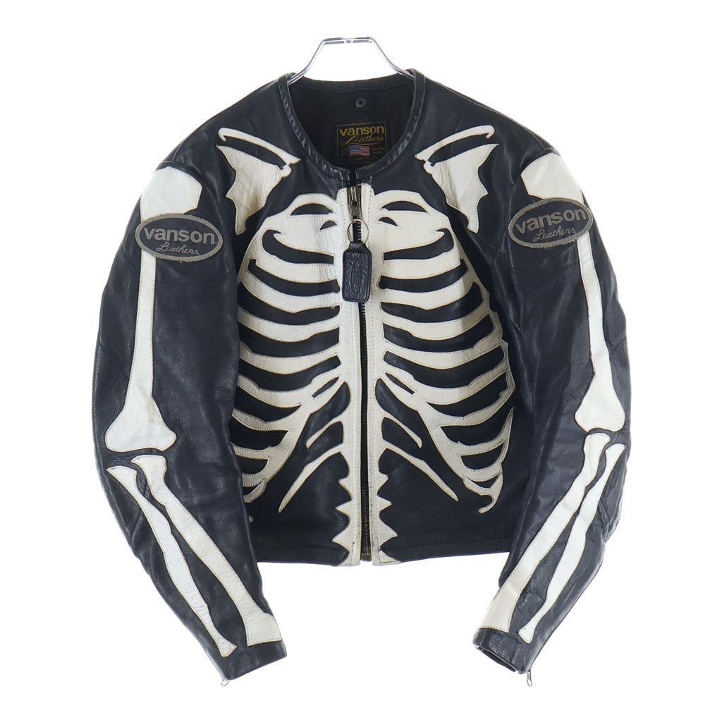 VANSON(バンソン) ボーンジャケット レザー ジップアップ シングルライダース ジャケット ブラック