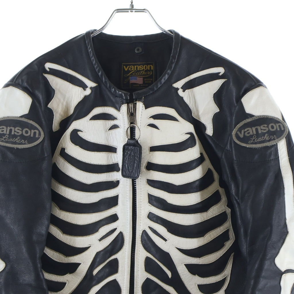 VANSON(バンソン) ボーンジャケット レザー ジップアップ シングルライダース ジャケット ブラック