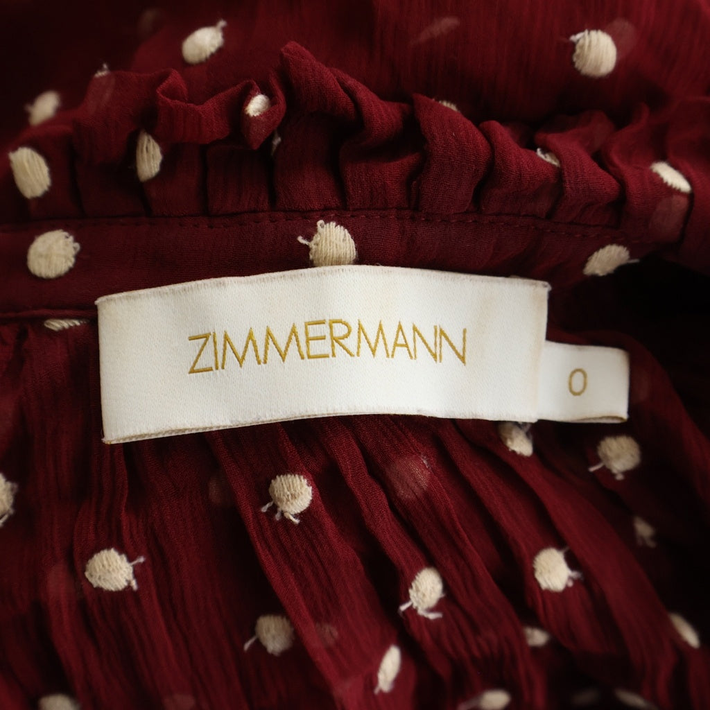 ZIMMERMANN(ジマーマン) ドット総柄刺繍 長袖 ロングワンピース ドレス レッド レディース