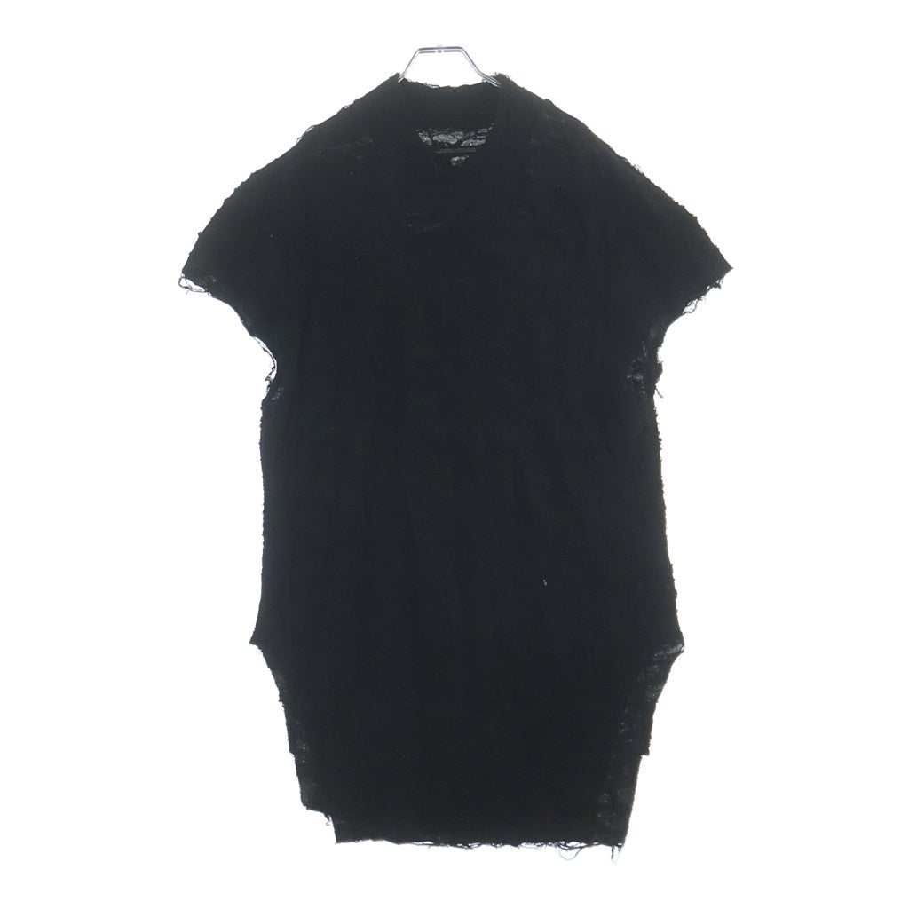 JULIUS(ユリウス) 25SS コットン ダメージ ジャガード ロング 半袖 Tシャツ カットソー ブラック 897CUM3