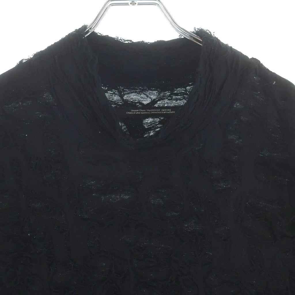 JULIUS(ユリウス) 25SS コットン ダメージ ジャガード ロング 半袖 Tシャツ カットソー ブラック 897CUM3
