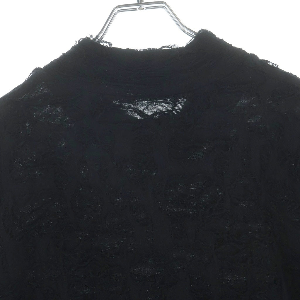 JULIUS(ユリウス) 25SS コットン ダメージ ジャガード ロング 半袖 Tシャツ カットソー ブラック 897CUM3