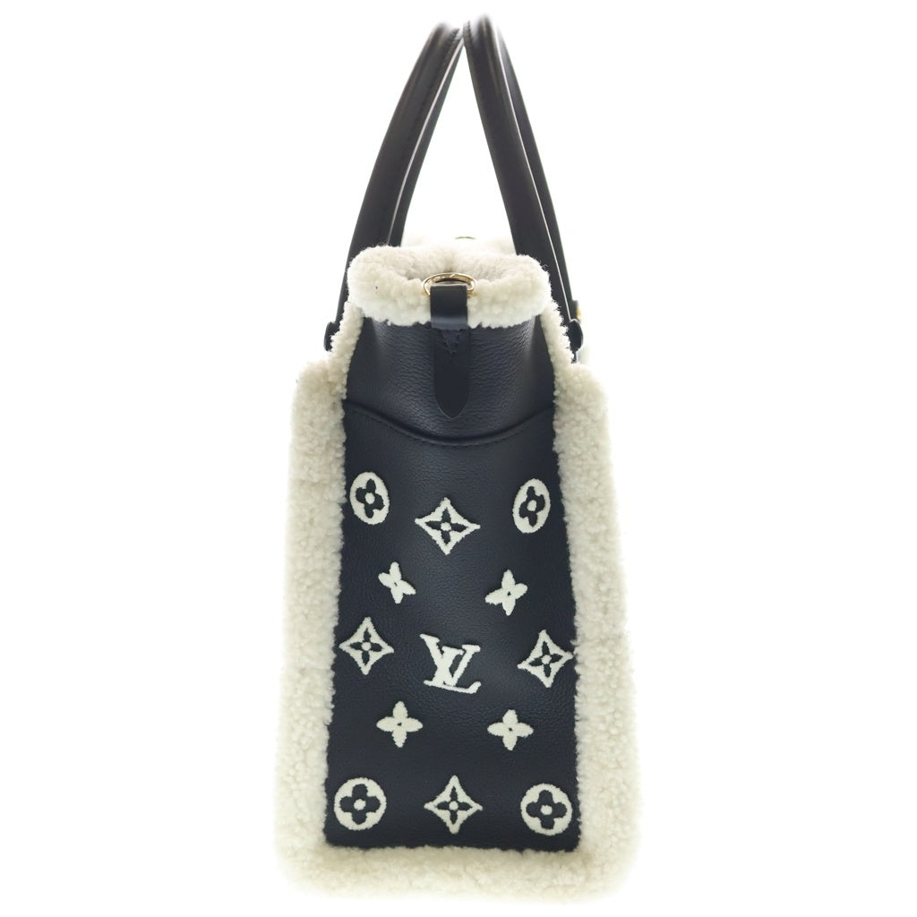 LOUIS VUITTON(ルイヴィトン) オンマイサイドMM カーフレザー シアリング ハンドバッグ ICタイプ M58908 ブラック/ホワイト レディース