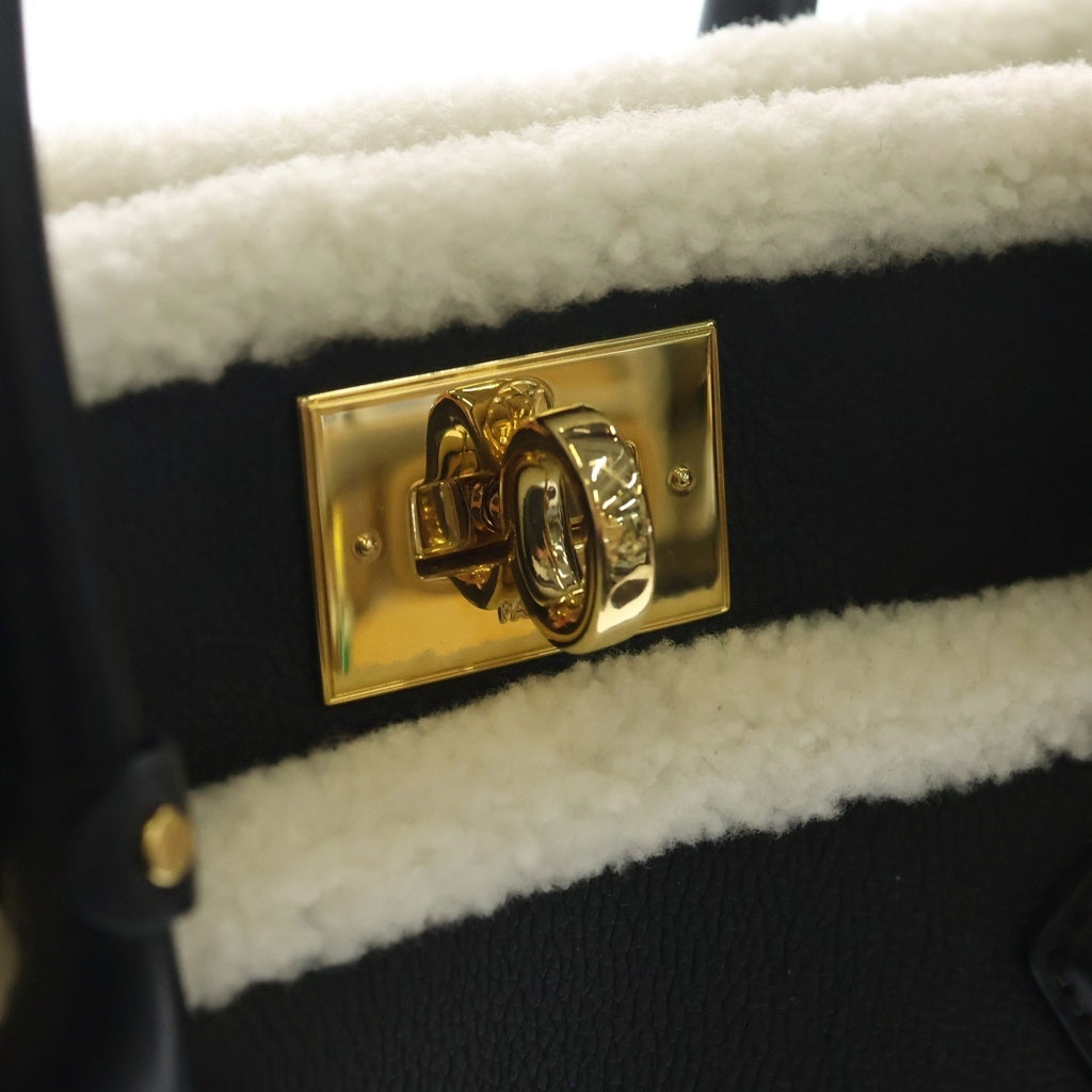 LOUIS VUITTON(ルイヴィトン) オンマイサイドMM カーフレザー シアリング ハンドバッグ ICタイプ M58908 ブラック/ホワイト レディース