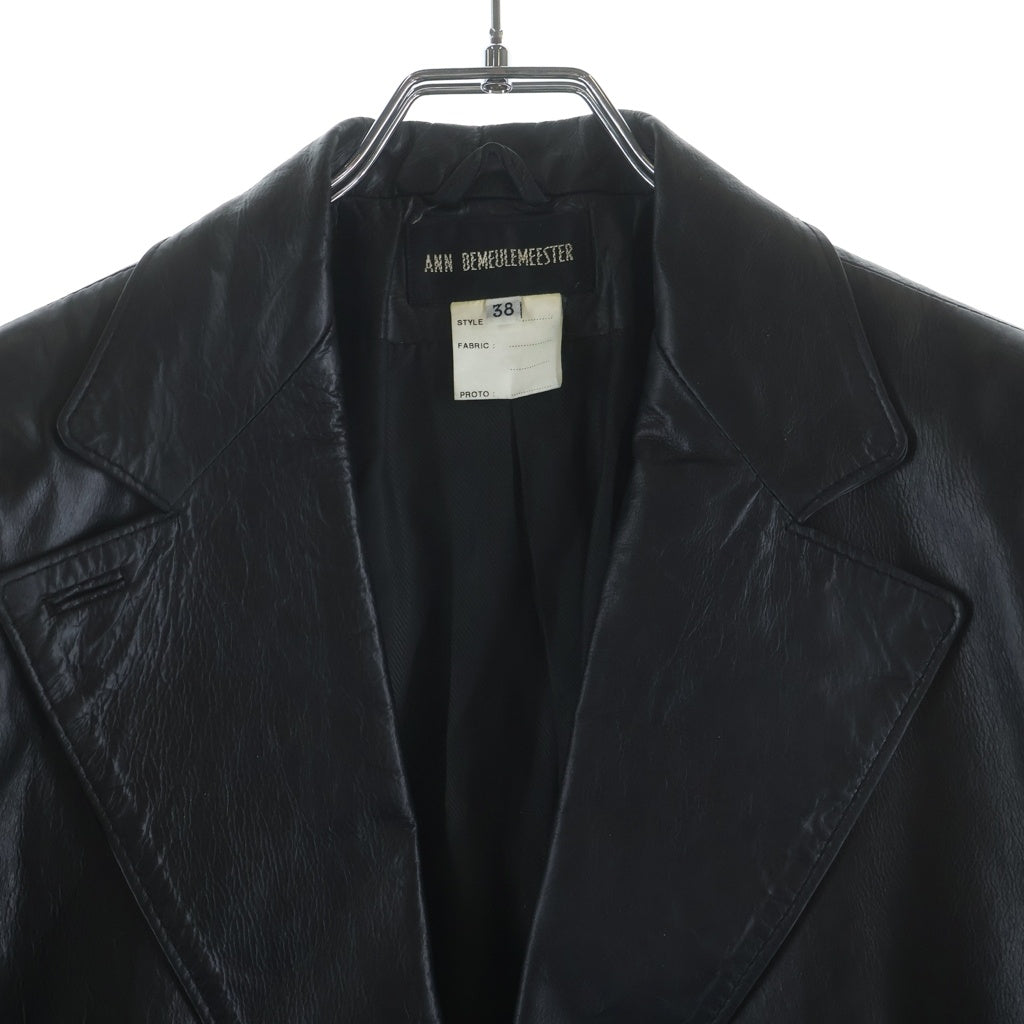 ANN DEMEULEMEESTER(アンドゥムルメステール) 本人期 オリゾンティ カウレザー 2B テーラードジャケット ブラック レディース 352-02-43025