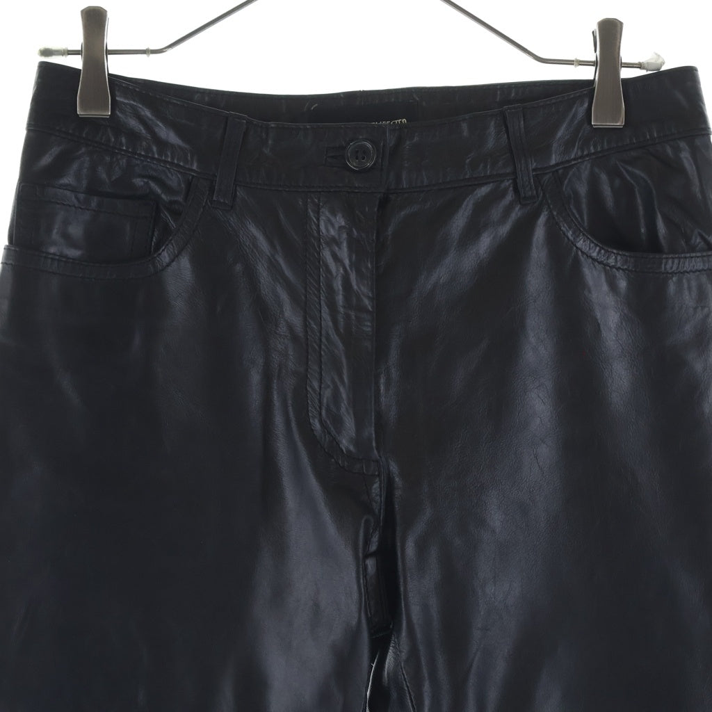 ANN DEMEULEMEESTER(アンドゥムルメステール) レザーパンツ カーフ ボトムス スラックス #38 ブラック レディース