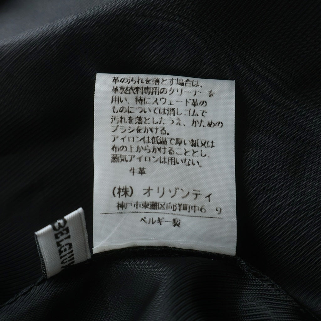 ANN DEMEULEMEESTER(アンドゥムルメステール) 本人期 オリゾンティ カウレザー ダブルブレスト チェスターコート ブラック レディース 352-02-63021