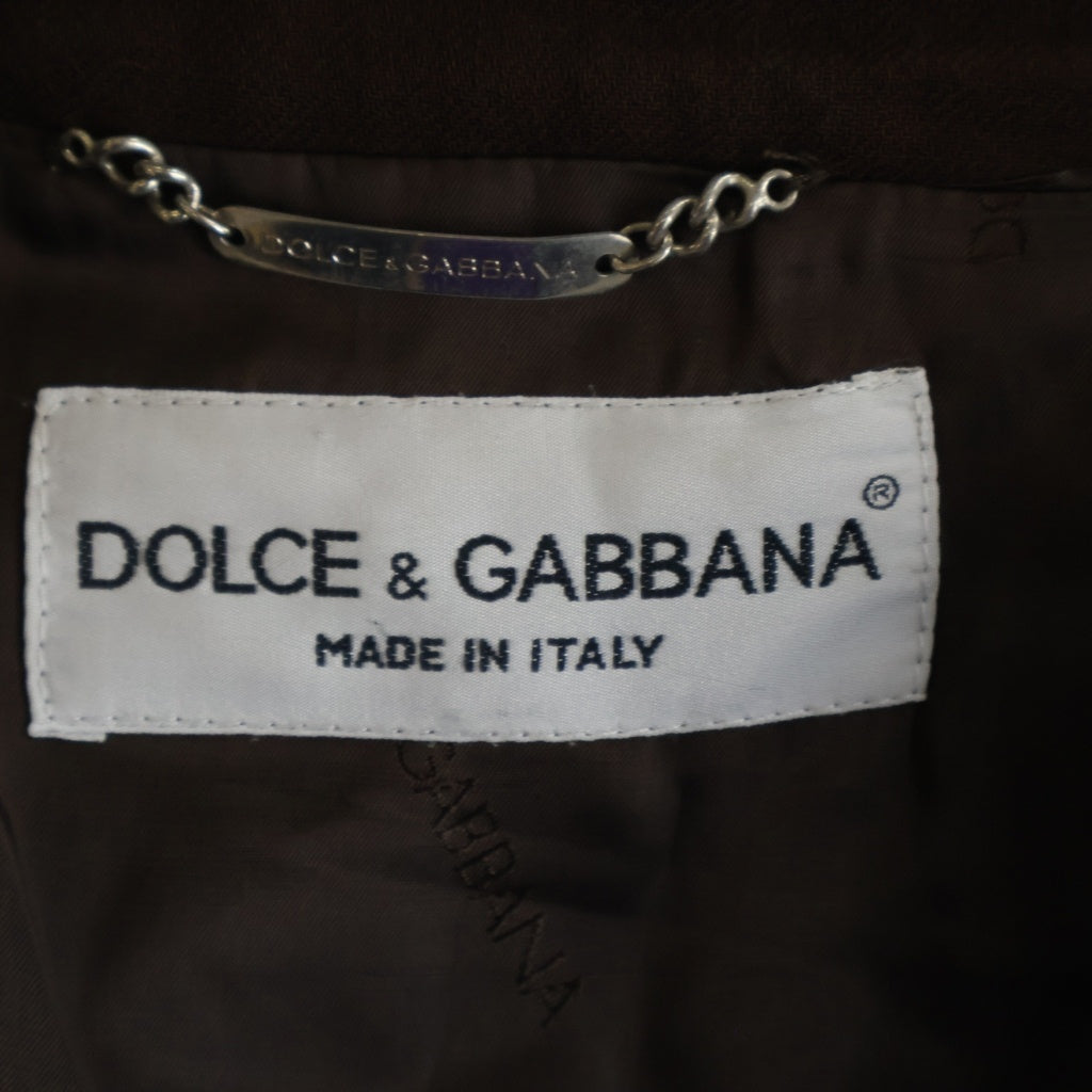 DOLCE & GABBANA(ドルチェアンドガッバーナ) ウール ダブルブレスト チェスターコート ブラウン レディース