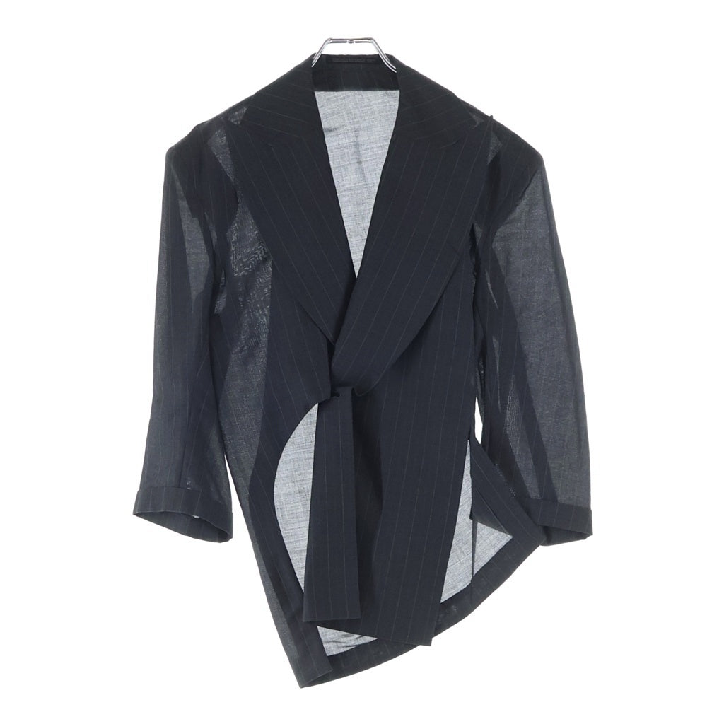 B Yohji Yamamoto(ビー ヨウジヤマモト) セットアップ 変形 ストライプ柄 ピークドラペル 1B ジャケット スラックスパンツ グレー レディース
