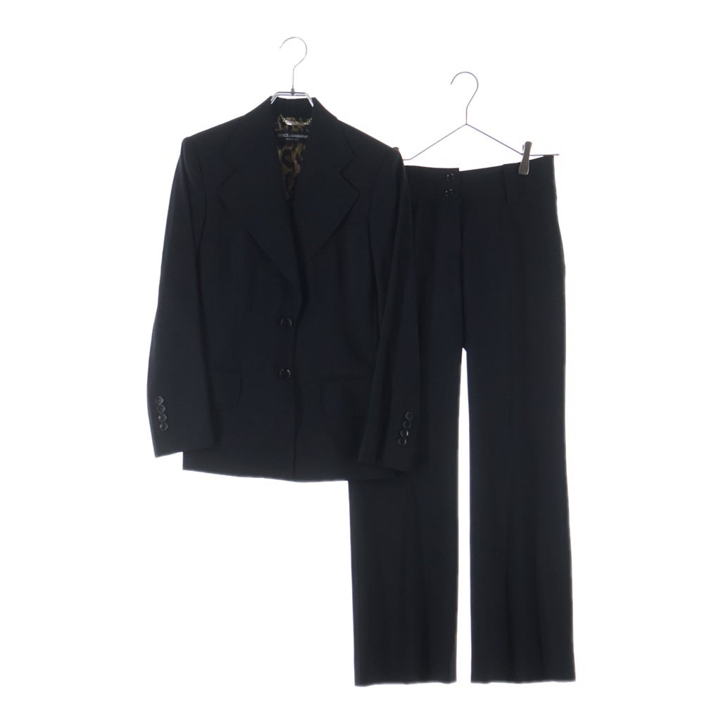 DOLCE & GABBANA(ドルチェアンドガッバーナ) セットアップスーツ ウール レオパード テーラードジャケット スラックスパンツ #38/#38 ブラック レディース