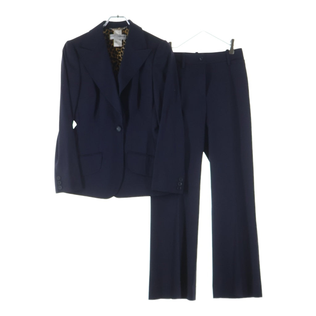 DOLCE & GABBANA(ドルチェアンドガッバーナ) セットアップスーツ ウール レオパード テーラードジャケット スラックスパンツ #40/#40 ネイビー レディース