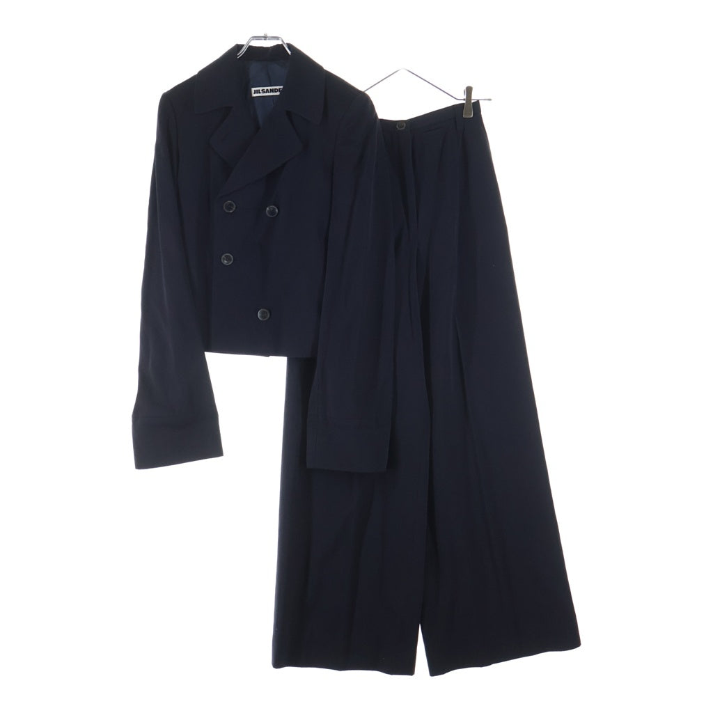 JIL SANDER(ジルサンダー) セットアップスーツ ダブルブレスト ワイドパンツ ネイビー レディース