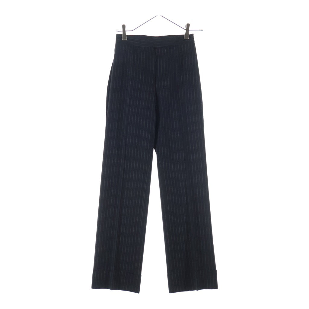 DOLCE & GABBANA(ドルチェアンドガッバーナ) セットアップスーツ ウール ストライプ柄 レオパード ロング テーラードジャケット スラックスパンツ #38/#38 ブラック レディース