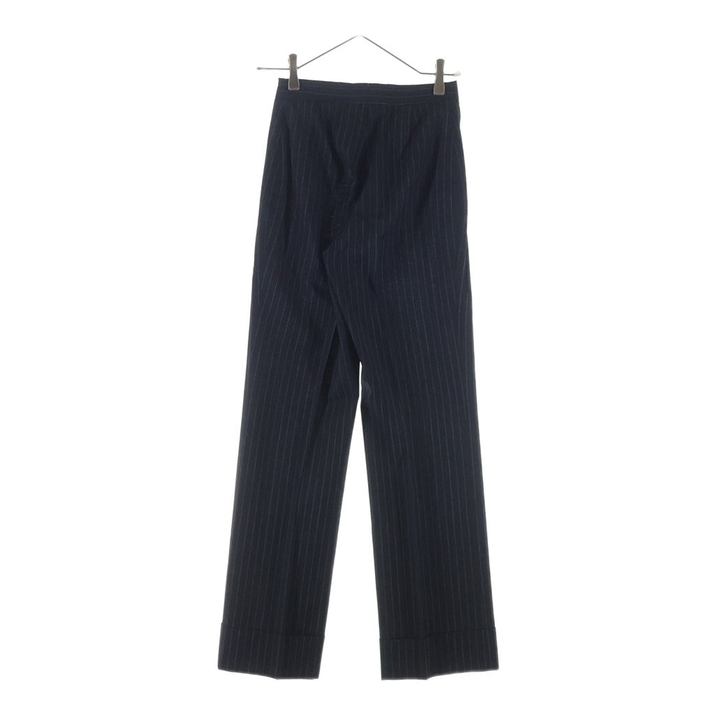 DOLCE & GABBANA(ドルチェアンドガッバーナ) セットアップスーツ ウール ストライプ柄 レオパード ロング テーラードジャケット スラックスパンツ #38/#38 ブラック レディース