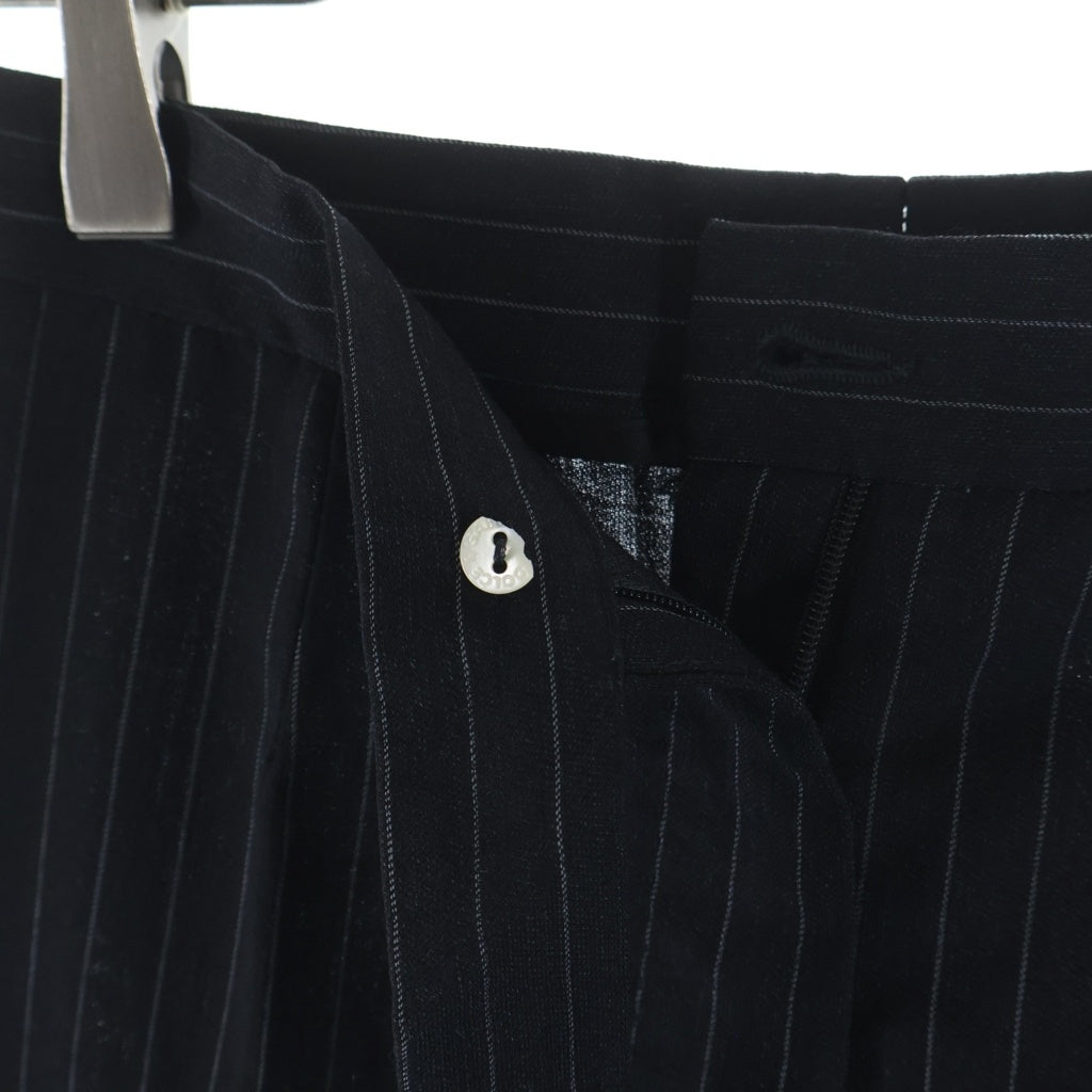 DOLCE & GABBANA(ドルチェアンドガッバーナ) セットアップスーツ ウール ストライプ柄 レオパード ロング テーラードジャケット スラックスパンツ #38/#38 ブラック レディース
