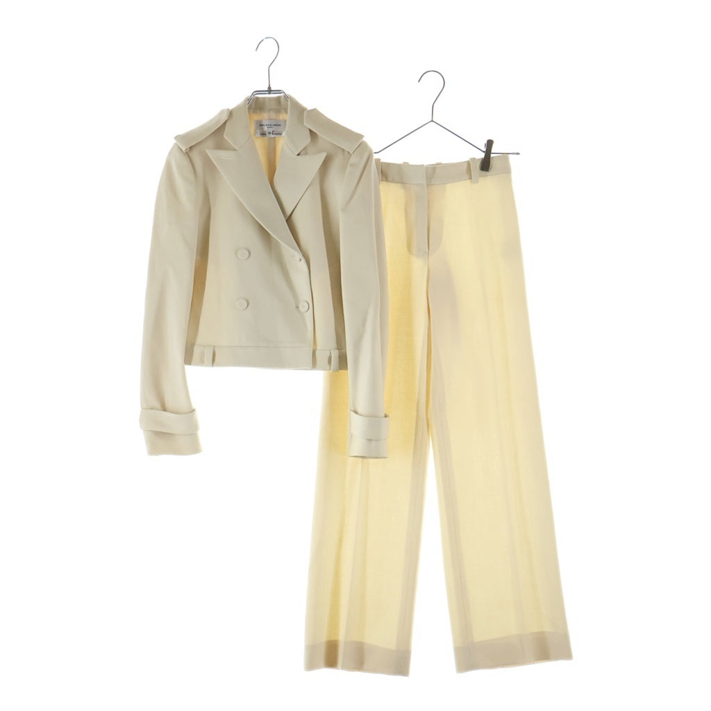 BALENCIAGA(バレンシアガ) セットアップ ウール ダブルボタン ジャケット スラックスパンツ 上#36下#34 アイボリー レディース