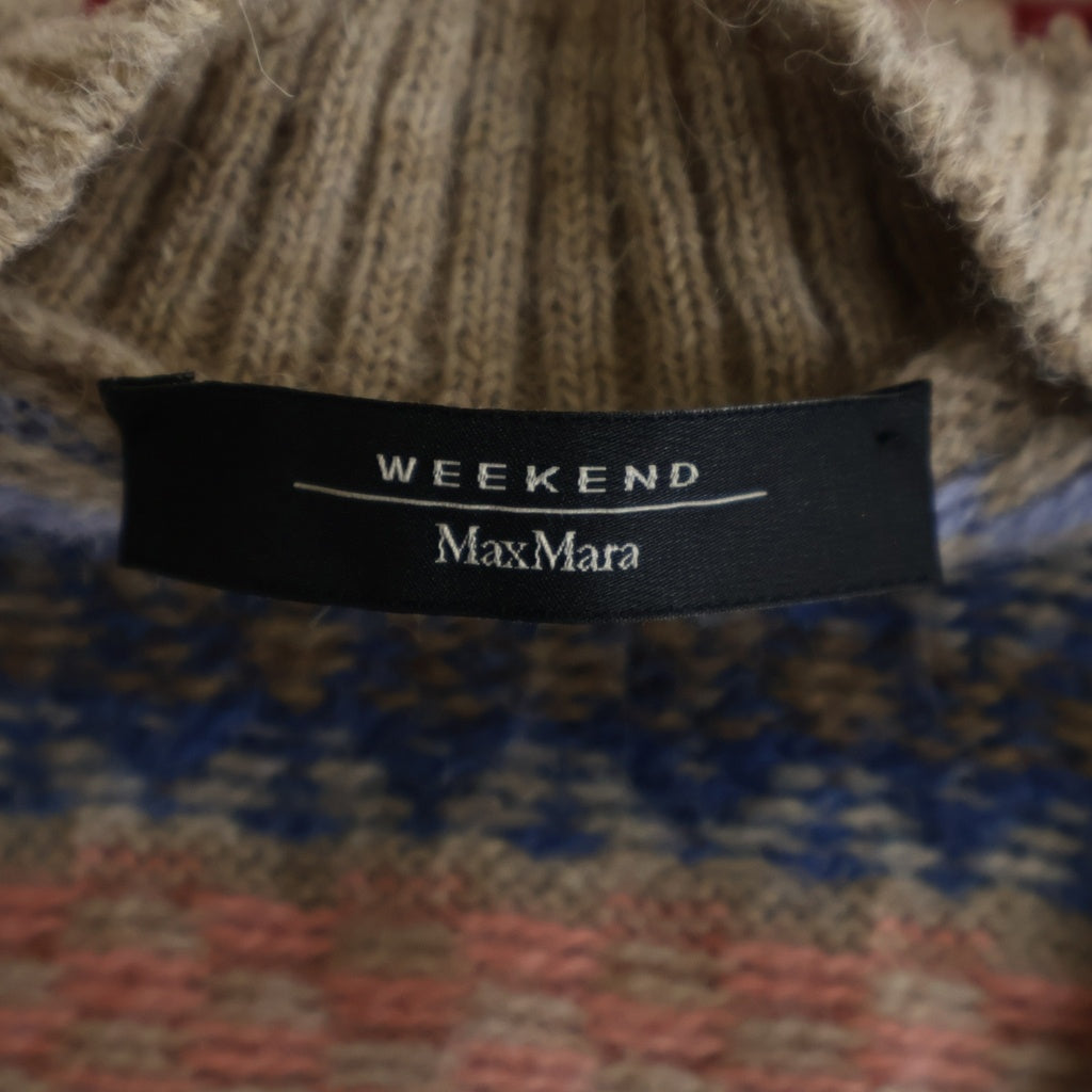 Max Mara(マックスマーラ) ウール 半袖ニット セーター アルパカ Vネック ベージュ/アイボリー/マルチカラー レディース