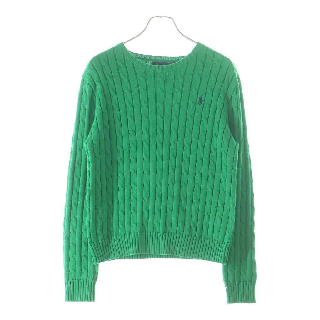 POLO RALPH LAUREN(ポロラルフローレン) ケーブル編みニット セーター ロゴ グリーン レディース
