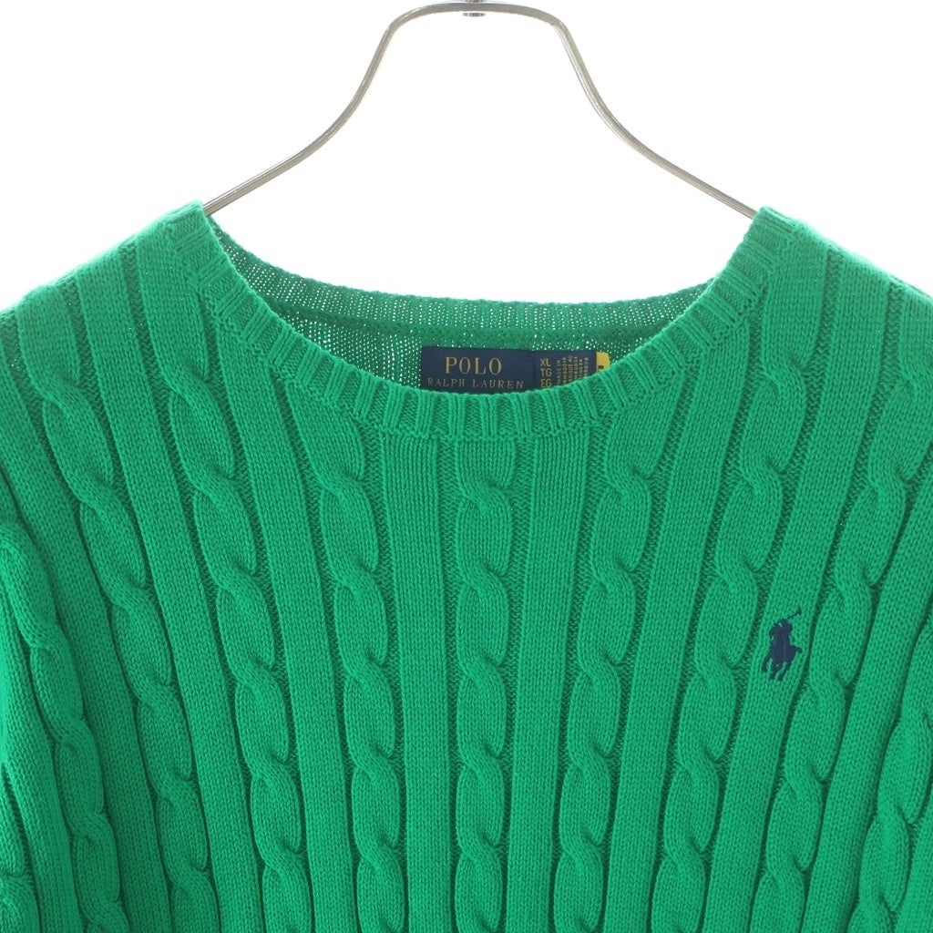 POLO RALPH LAUREN(ポロラルフローレン) ケーブル編みニット セーター ロゴ グリーン レディース
