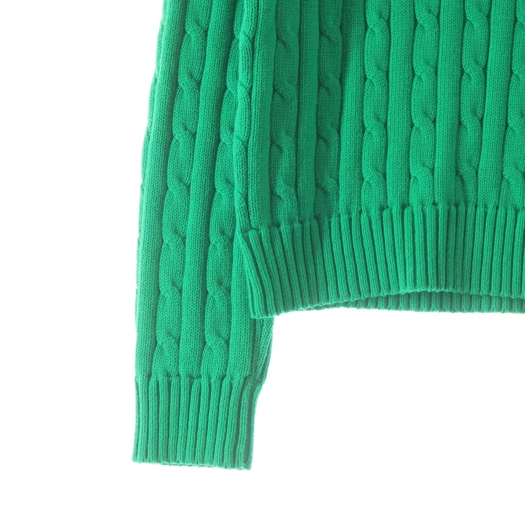 POLO RALPH LAUREN(ポロラルフローレン) ケーブル編みニット セーター ロゴ グリーン レディース
