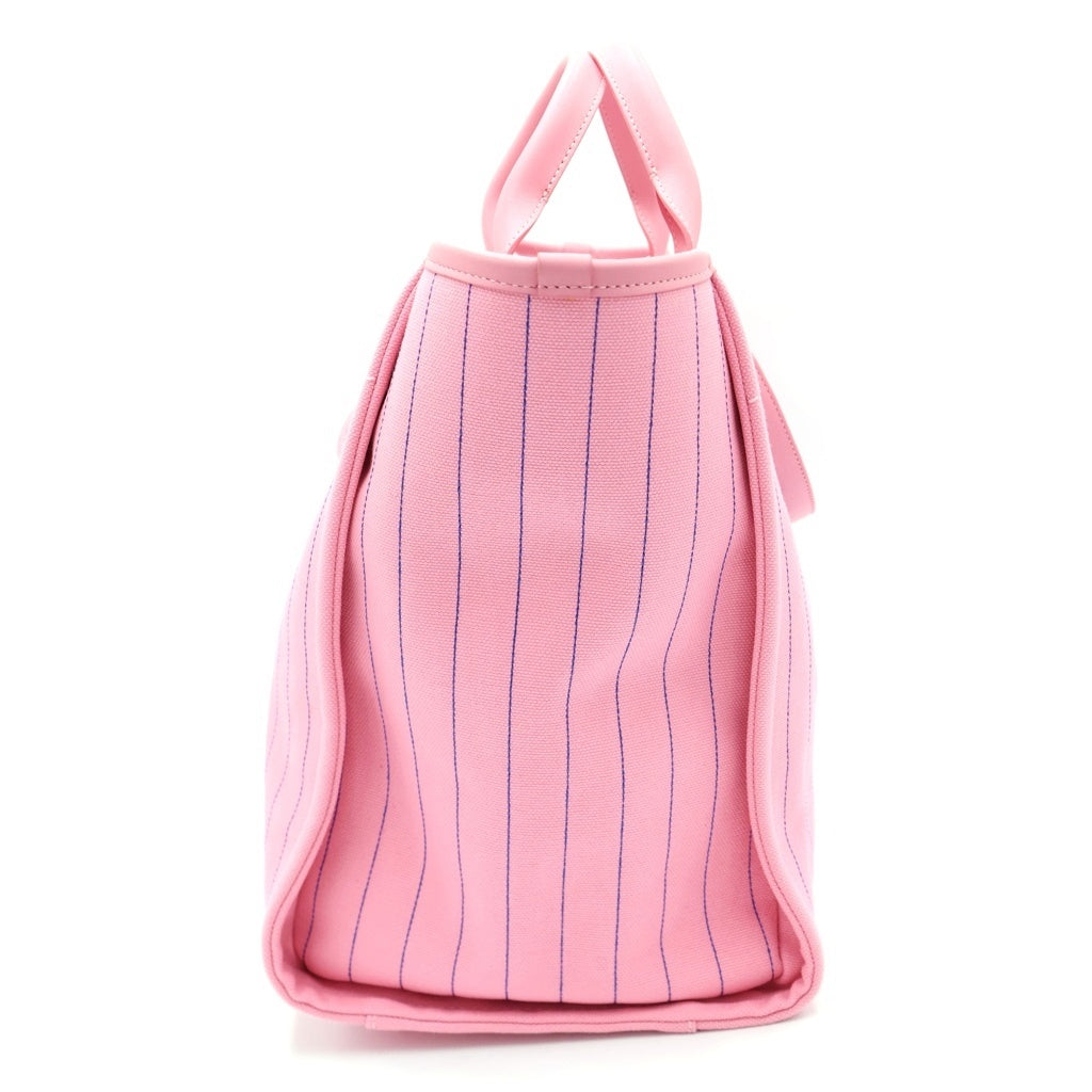 CHANEL(シャネル) ドーヴィルGM キャンバス×レザー シルバー金具 2WAY チェーン トートバッグ ハンドバッグ プレート ピンク A93786 レディース