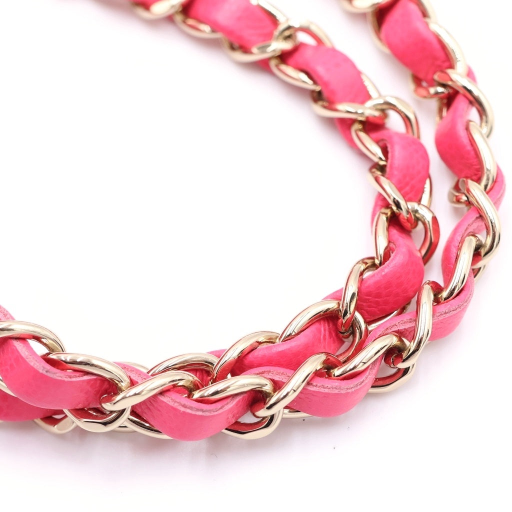 CHANEL(シャネル) マトラッセ40 ジャンボ マトラッセ キャビアスキン シルバー金具 チェーン ショルダーバッグ プレート ピンク