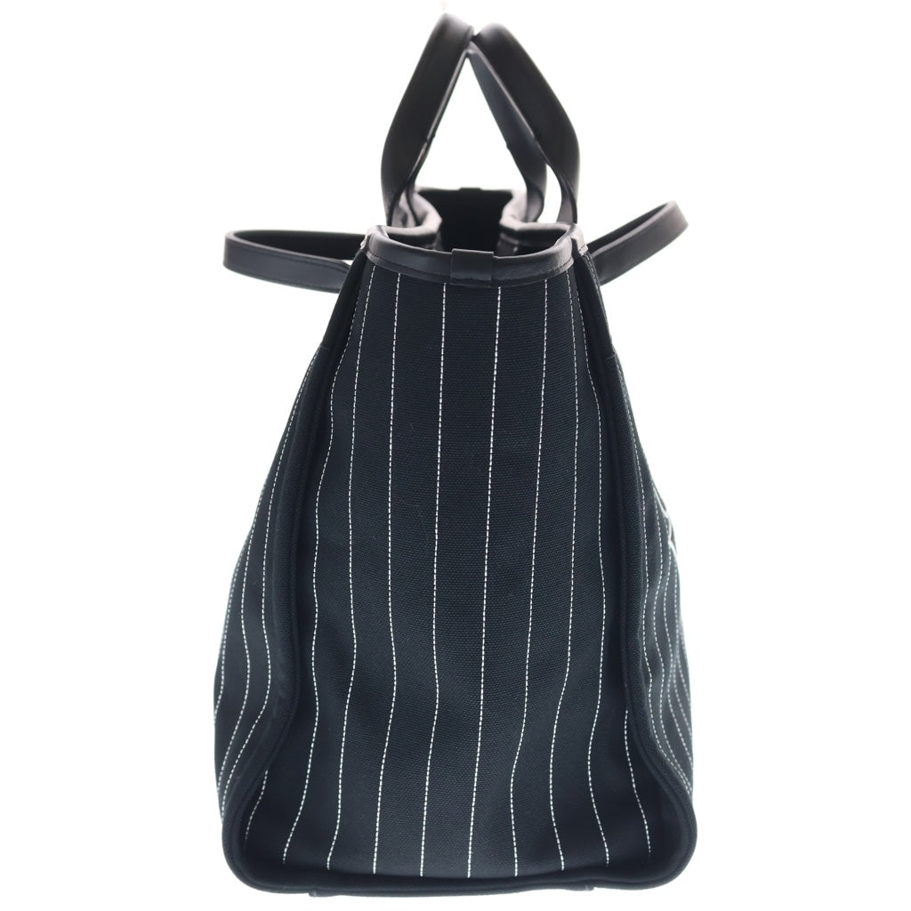 CHANEL(シャネル) ドーヴィルGM キャンバス×レザー シルバー金具 2WAY チェーン トートバッグ ハンドバッグ プレート ブラック A66941 レディース