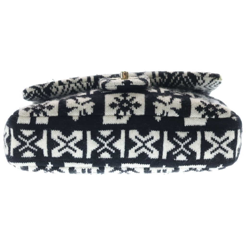 CHANEL(シャネル) ココネージュ ウール ゴールド金具 チェーン ショルダーバッグ ホワイト/ブラック レディース