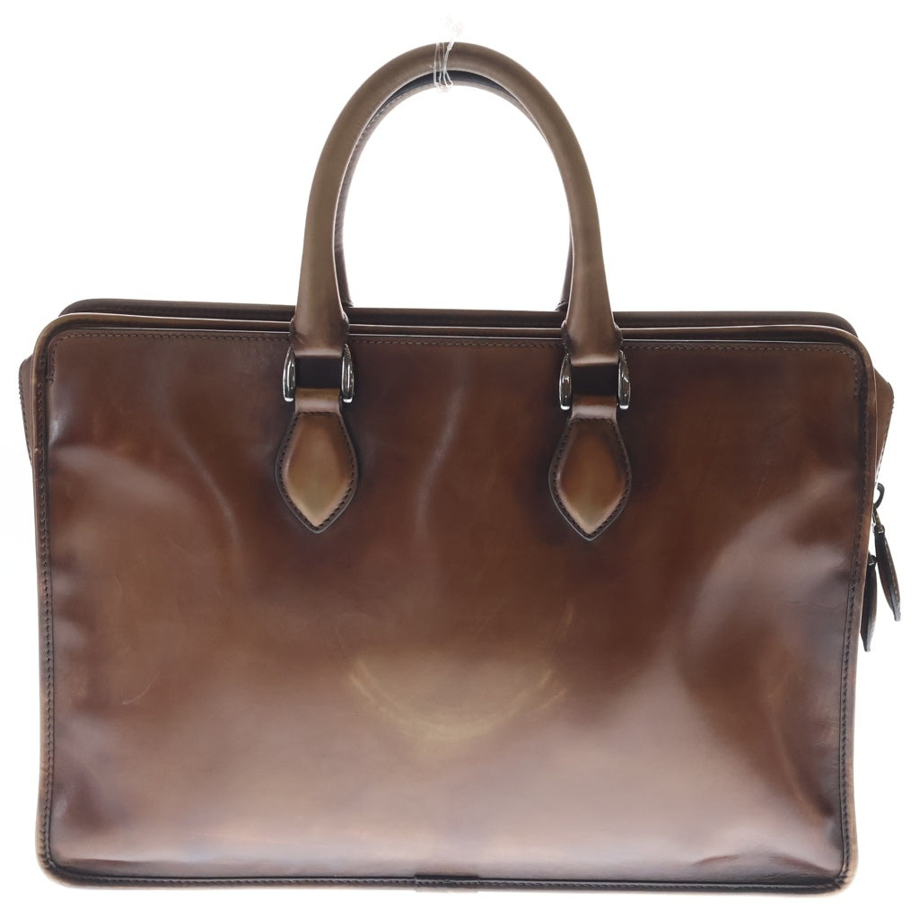 Berluti(ベルルッティ) カリグラフィ アンジュール 2WAYブリーフケース ショルダーバッグ ビジネスバッグ ハンドバッグ ブラウン レザー シルバー金具