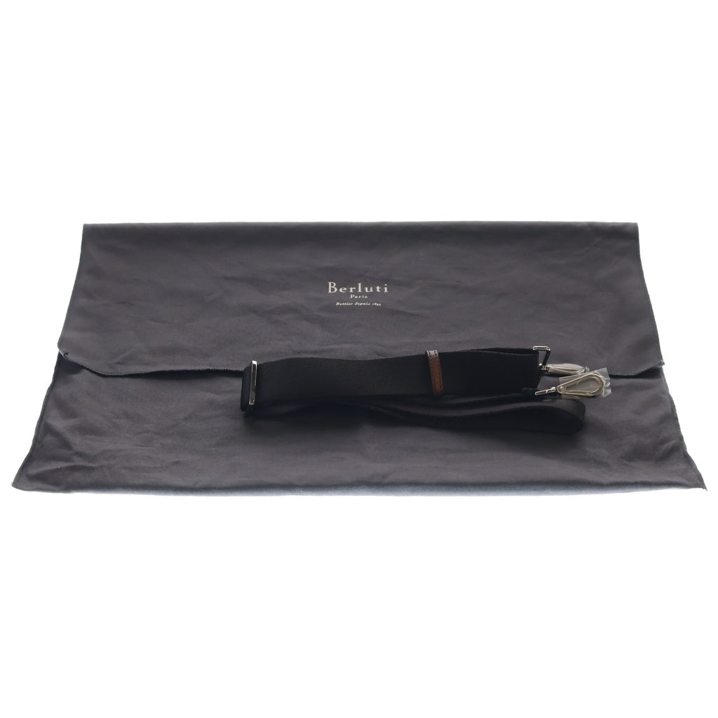Berluti(ベルルッティ) カリグラフィ アンジュール 2WAYブリーフケース ショルダーバッグ ビジネスバッグ ハンドバッグ ブラウン レザー シルバー金具