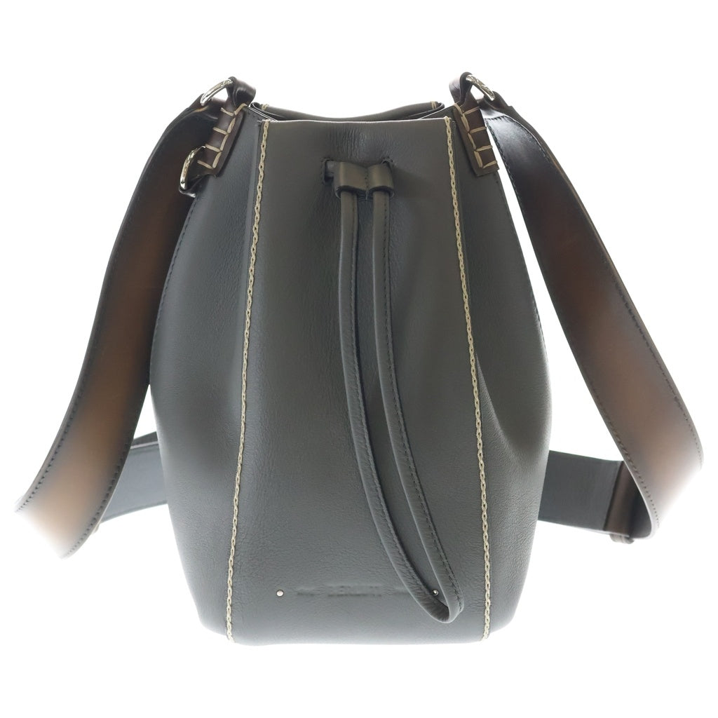 Berluti(ベルルッティ) ナムソス ショルダーバッグ グレー×ブラウン レザー シルバー金具 レディース