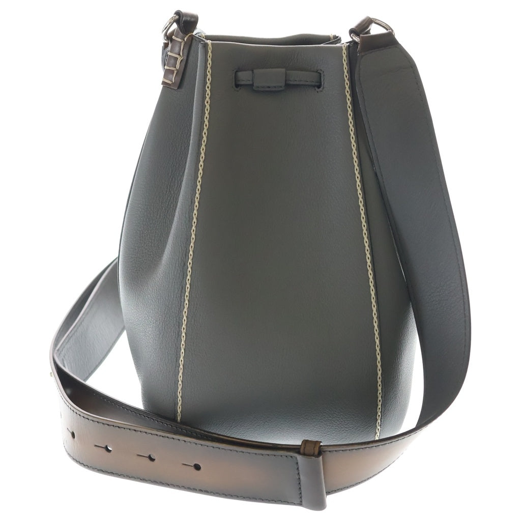 Berluti(ベルルッティ) ナムソス ショルダーバッグ グレー×ブラウン レザー シルバー金具 レディース