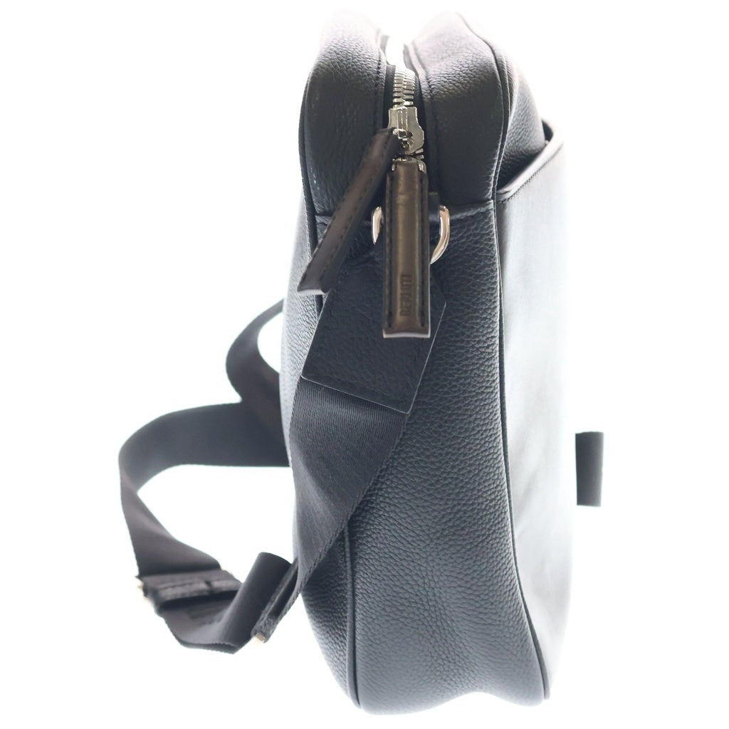 Berluti(ベルルッティ) コントラスト メッセンジャーバッグ ショルダーバッグ ブラック×ブラウン レザー シルバー金具