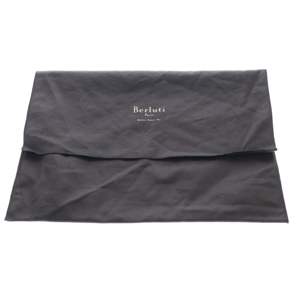 Berluti(ベルルッティ) コントラスト メッセンジャーバッグ ショルダーバッグ ブラック×ブラウン レザー シルバー金具