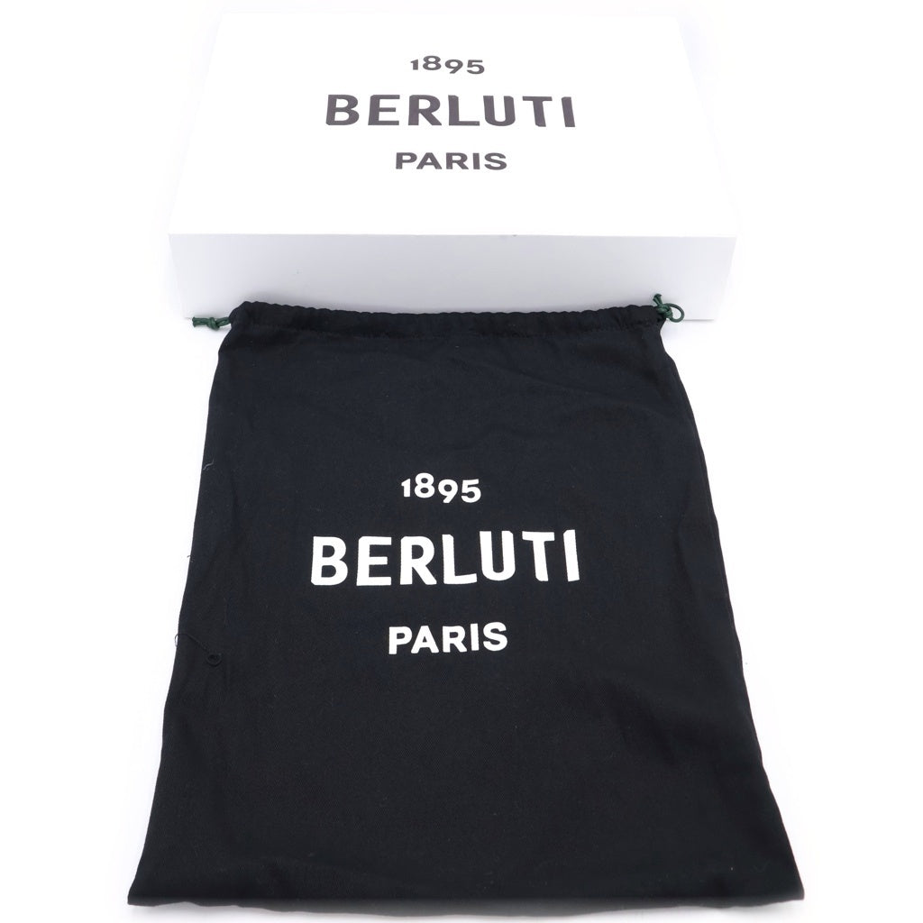Berluti(ベルルッティ) シグネチャー ニノ クラッチバッグ セカンドバッグ ケース ブラック×ブラウン レザー シルバー金具