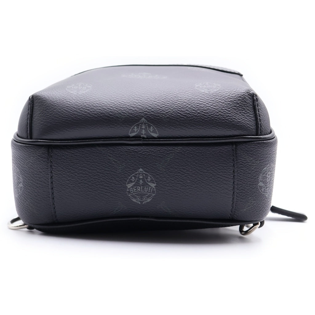 Berluti(ベルルッティ) ディスカバリー ボディバッグ ウエストバッグ ショルダーバッグ ブラック×ブラウン レザー シルバー金具 レディース