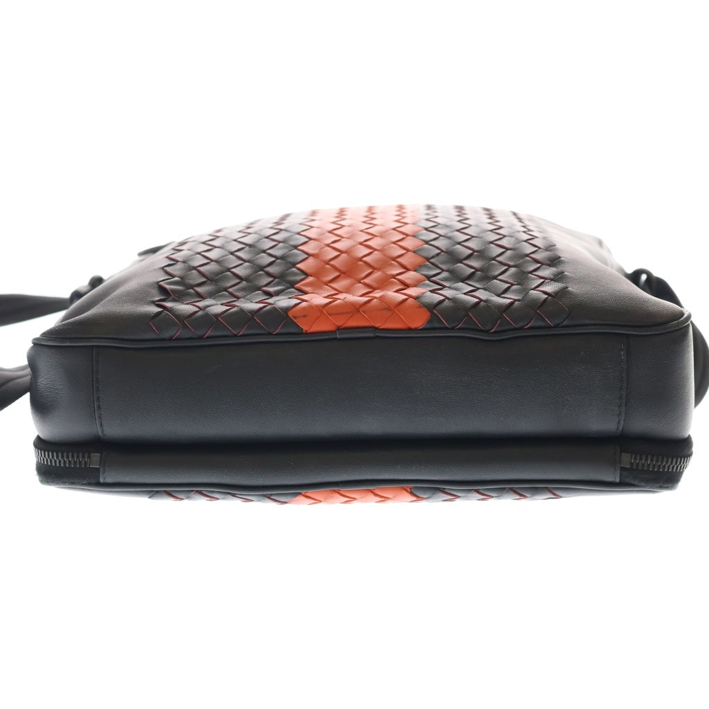 BOTTEGA VENETA(ボッテガヴェネタ) イントレチャート ショルダーバッグ ブラック×オレンジ レザー ブラック金具
