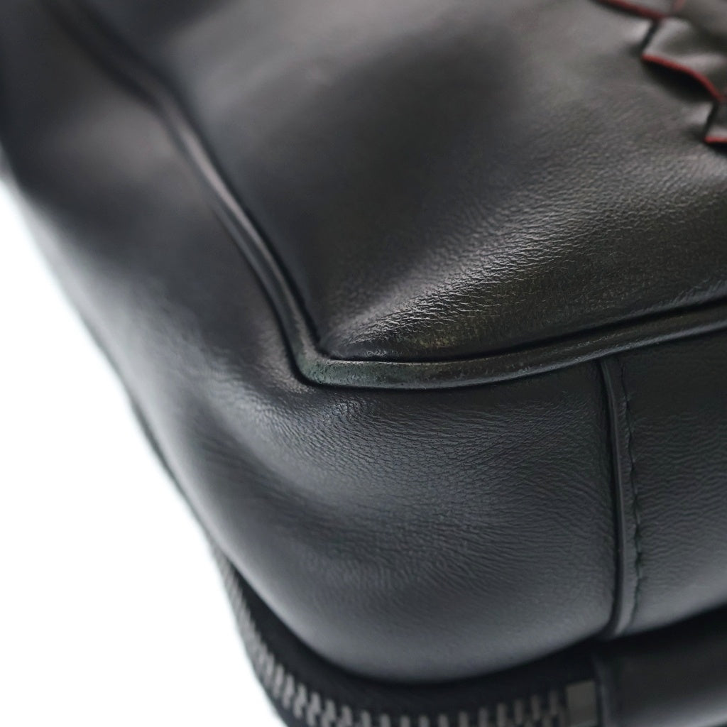 BOTTEGA VENETA(ボッテガヴェネタ) イントレチャート ショルダーバッグ ブラック×オレンジ レザー ブラック金具