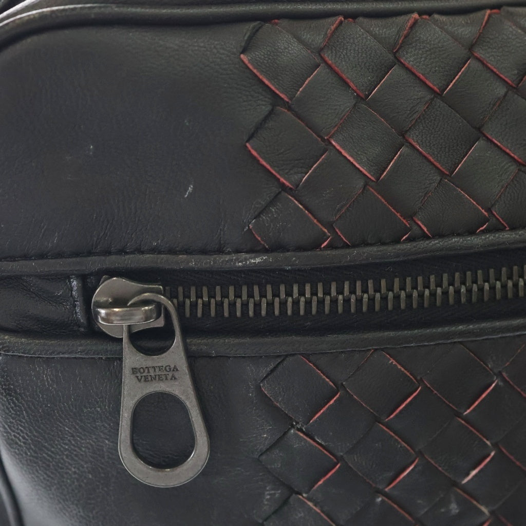 BOTTEGA VENETA(ボッテガヴェネタ) イントレチャート ショルダーバッグ ブラック×オレンジ レザー ブラック金具