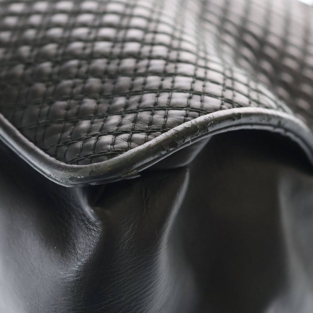 BOTTEGA VENETA(ボッテガヴェネタ) イントレチャート レザー トートバッグ ハンドバッグ ブラック