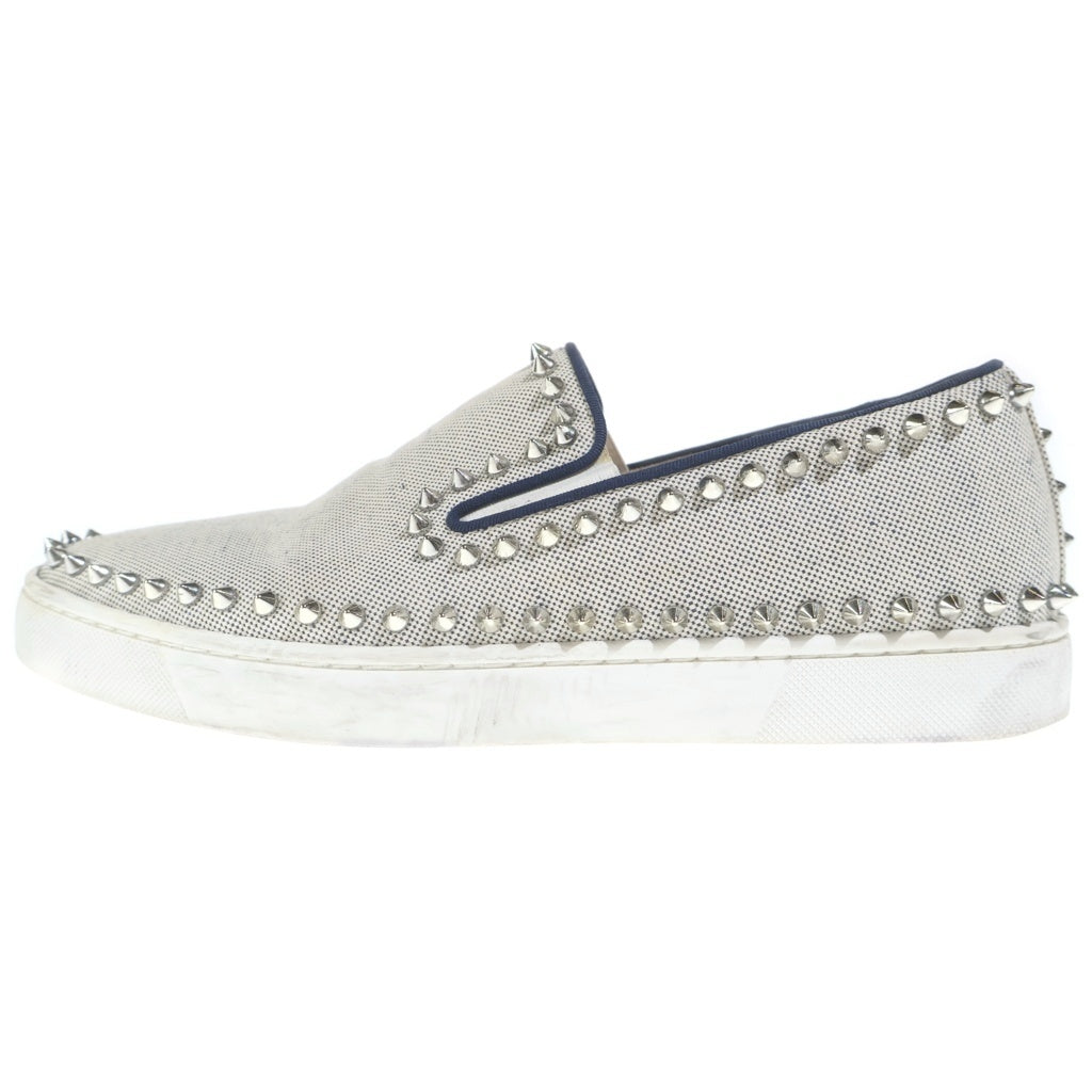 CHRISTIAN LOUBOUTIN(クリスチャンルブタン) ピックボート スタッズ フラットスリッポン アイボリー キャンバス #41 1/2