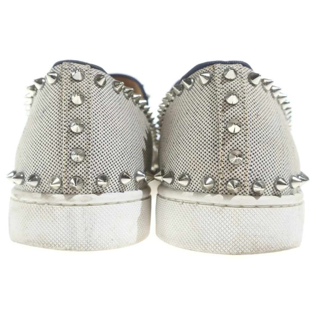 CHRISTIAN LOUBOUTIN(クリスチャンルブタン) ピックボート スタッズ フラットスリッポン アイボリー キャンバス #41 1/2