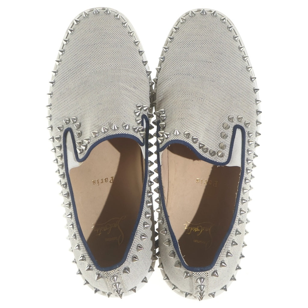 CHRISTIAN LOUBOUTIN(クリスチャンルブタン) ピックボート スタッズ フラットスリッポン アイボリー キャンバス #41 1/2