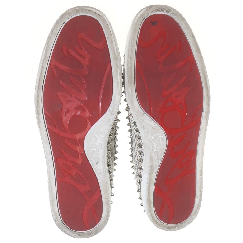 CHRISTIAN LOUBOUTIN(クリスチャンルブタン) ピックボート スタッズ フラットスリッポン アイボリー キャンバス #41 1/2