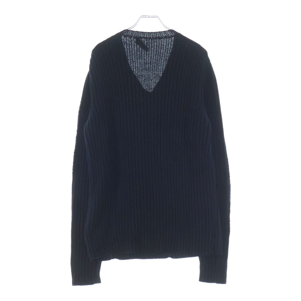 DOLCE & GABBANA(ドルチェアンドガッバーナ) Vネックリブニット ダメージ加工 ブラック #46