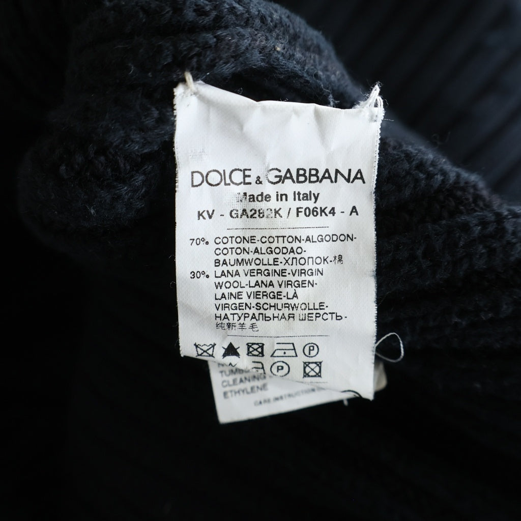 DOLCE & GABBANA(ドルチェアンドガッバーナ) Vネックリブニット ダメージ加工 ブラック #46