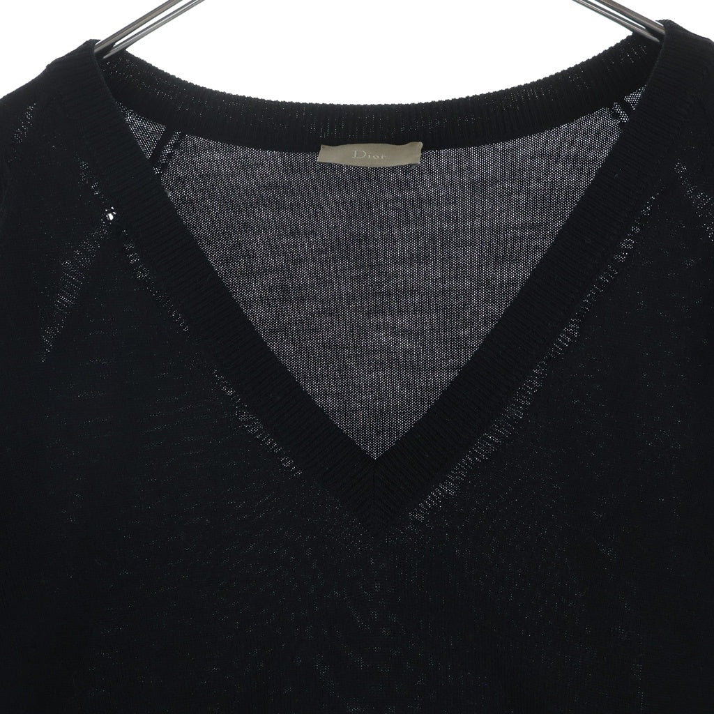Dior HOMME(ディオールオム) Vネックウールセーター ブラック #L 6HH4057561