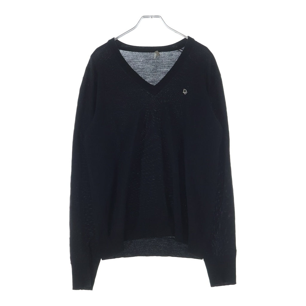 Dior HOMME(ディオールオム) 04AW エディ期 CDロゴ刺繍 Vネックセーター ブラック ウール #M 4HH4056201